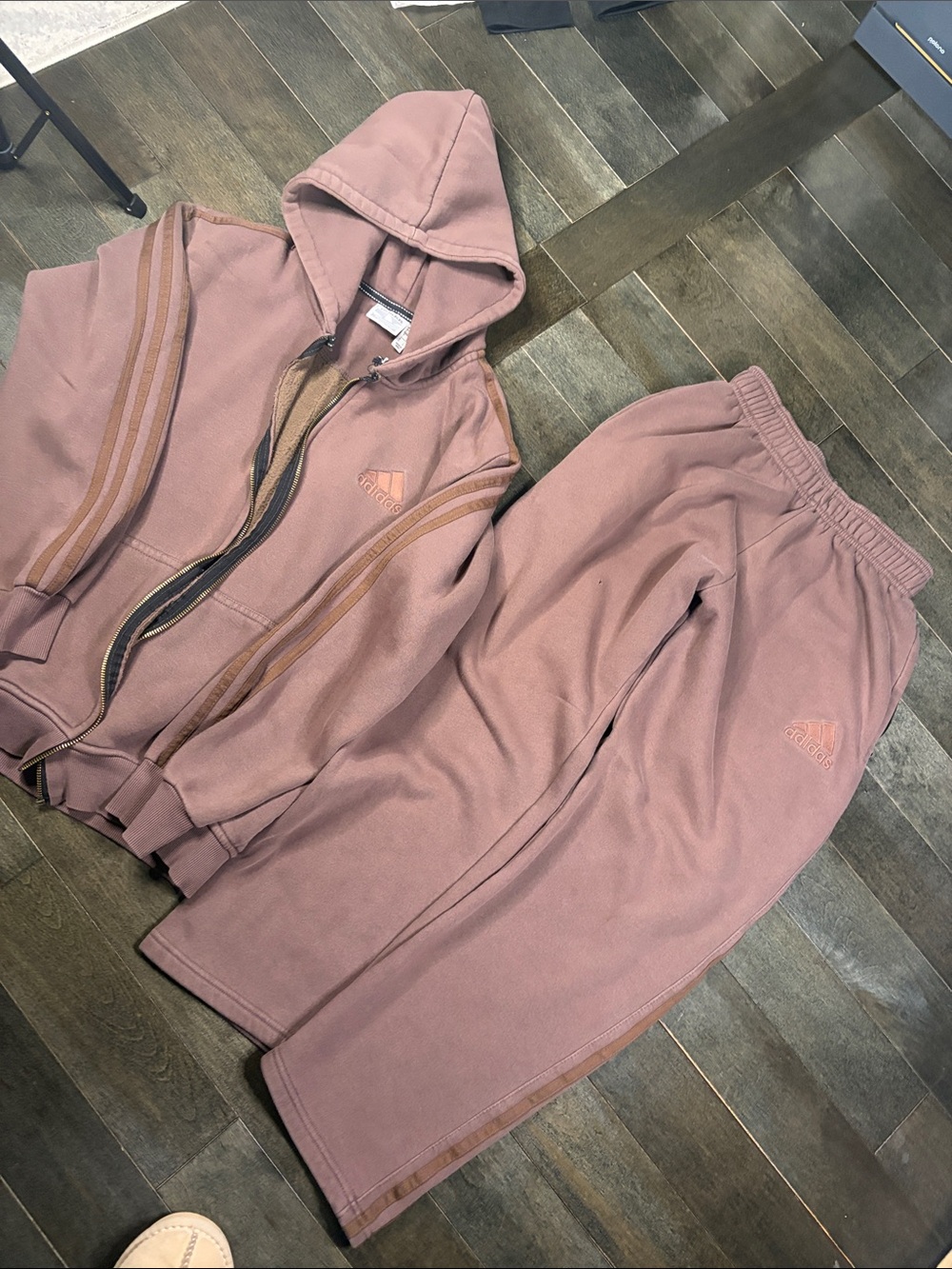 adidas Rose Mauve Hooded Zip Jacket and Matching Sweatpants
